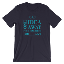 One Idea Away Unisex T-Shirt, Collection Origami Boat-Navy-S-Tamed Winds-tshirt-shop-and-sailing-blog-www-tamedwinds-com