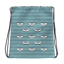 Paper Boat Drawstring Bag, Collection Origami Boat-Tamed Winds-tshirt-shop-and-sailing-blog-www-tamedwinds-com