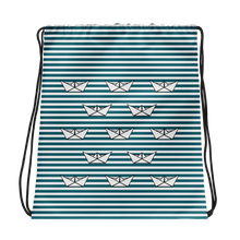 Paper Boat Drawstring Bag, Collection Origami Boat-Tamed Winds-tshirt-shop-and-sailing-blog-www-tamedwinds-com