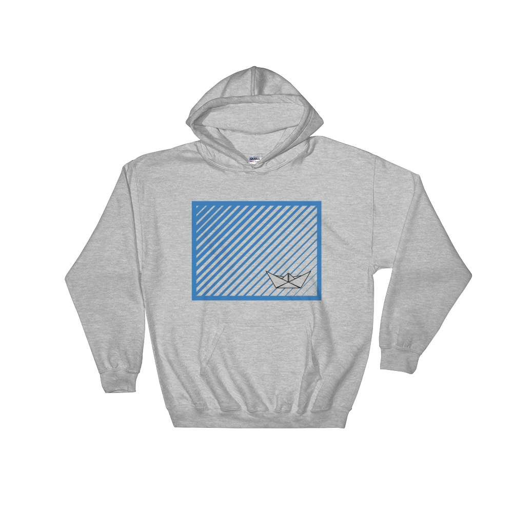 Paper Boat Unisex Hooded Sweatshirt, Collection Origami Boat-Sport Grey-S-Tamed Winds-tshirt-shop-and-sailing-blog-www-tamedwinds-com