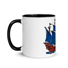 Pirate Schooner Mug With Black Color Inside 325 ml, Collection Ships & Boats-Tamed Winds-tshirt-shop-and-sailing-blog-www-tamedwinds-com