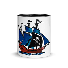 Pirate Schooner Mug With Black Color Inside 325 ml, Collection Ships & Boats-Tamed Winds-tshirt-shop-and-sailing-blog-www-tamedwinds-com