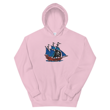 Pirate Schooner Unisex Hooded Sweatshirt, Collection Ships & Boats-Light Pink-S-Tamed Winds-tshirt-shop-and-sailing-blog-www-tamedwinds-com