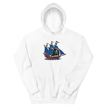 Pirate Schooner Unisex Hooded Sweatshirt, Collection Ships & Boats-White-S-Tamed Winds-tshirt-shop-and-sailing-blog-www-tamedwinds-com