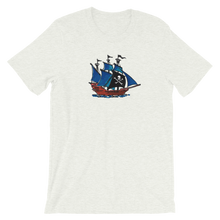 Pirate Schooner Unisex T-Shirt, Collection Ships & Boats-Ash-S-Tamed Winds-tshirt-shop-and-sailing-blog-www-tamedwinds-com