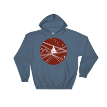 Red Stormy Big Dipper Unisex Hooded Sweatshirt, Collection Fjaka-Indigo Blue-S-Tamed Winds-tshirt-shop-and-sailing-blog-www-tamedwinds-com