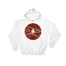 Red Stormy Big Dipper Unisex Hooded Sweatshirt, Collection Fjaka-White-S-Tamed Winds-tshirt-shop-and-sailing-blog-www-tamedwinds-com