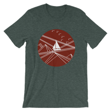 Red Stormy Big Dipper Unisex T-Shirt, Collection Fjaka-Heather Forest-S-Tamed Winds-tshirt-shop-and-sailing-blog-www-tamedwinds-com
