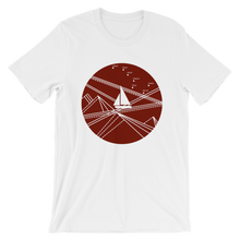 Red Stormy Big Dipper Unisex T-Shirt, Collection Fjaka-White-S-Tamed Winds-tshirt-shop-and-sailing-blog-www-tamedwinds-com