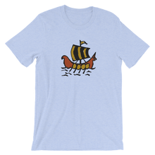 Roman Galleon Unisex T-Shirt, Collection Ships & Boats-Heather Blue-S-Tamed Winds-tshirt-shop-and-sailing-blog-www-tamedwinds-com