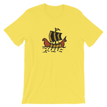 Roman Galleon Unisex T-Shirt, Collection Ships & Boats-Yellow-S-Tamed Winds-tshirt-shop-and-sailing-blog-www-tamedwinds-com