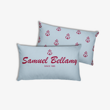Samuel Bellamy Light Grayish Blue Decorative Pillow, Collection Pirate Tales-Tamed Winds-tshirt-shop-and-sailing-blog-www-tamedwinds-com