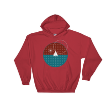 Starry Night Unisex Hooded Sweatshirt, Collection Fjaka-Red-S-Tamed Winds-tshirt-shop-and-sailing-blog-www-tamedwinds-com