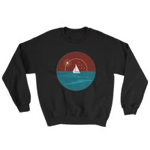 Sunset Unisex Crewneck Sweatshirt, Collection Fjaka-Black-S-Tamed Winds-tshirt-shop-and-sailing-blog-www-tamedwinds-com