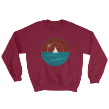 Sunset Unisex Crewneck Sweatshirt, Collection Fjaka-Maroon-S-Tamed Winds-tshirt-shop-and-sailing-blog-www-tamedwinds-com