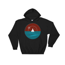 Sunset Unisex Hooded Sweatshirt, Collection Fjaka-Black-S-Tamed Winds-tshirt-shop-and-sailing-blog-www-tamedwinds-com