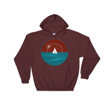Sunset Unisex Hooded Sweatshirt, Collection Fjaka-Maroon-S-Tamed Winds-tshirt-shop-and-sailing-blog-www-tamedwinds-com