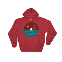 Sunset Unisex Hooded Sweatshirt, Collection Fjaka-Red-S-Tamed Winds-tshirt-shop-and-sailing-blog-www-tamedwinds-com