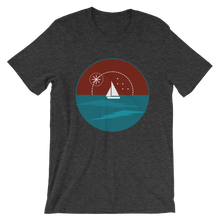 Sunset Unisex T-Shirt, Collection Fjaka-Dark Grey Heather-S-Tamed Winds-tshirt-shop-and-sailing-blog-www-tamedwinds-com