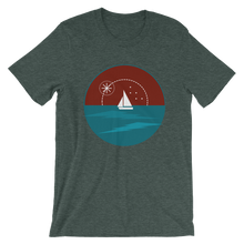 Sunset Unisex T-Shirt, Collection Fjaka-Heather Forest-S-Tamed Winds-tshirt-shop-and-sailing-blog-www-tamedwinds-com