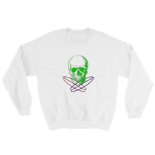 Surfer Skull Unisex Crewneck Sweatshirt, Collection Jolly Roger-White-S-Tamed Winds-tshirt-shop-and-sailing-blog-www-tamedwinds-com