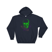 Surfer Skull Unisex Hooded Sweatshirt, Collection Jolly Roger-Navy-S-Tamed Winds-tshirt-shop-and-sailing-blog-www-tamedwinds-com