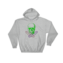 Surfer Skull Unisex Hooded Sweatshirt, Collection Jolly Roger-Sport Grey-S-Tamed Winds-tshirt-shop-and-sailing-blog-www-tamedwinds-com