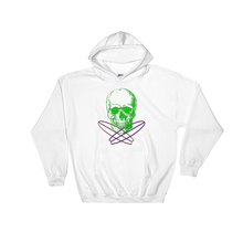 Surfer Skull Unisex Hooded Sweatshirt, Collection Jolly Roger-White-S-Tamed Winds-tshirt-shop-and-sailing-blog-www-tamedwinds-com