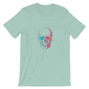 3D Skull Unisex T-Shirt, Collection Jolly Roger-Heather Prism Dusty Blue-S-Tamed Winds-tshirt-shop-and-sailing-blog-www-tamedwinds-com