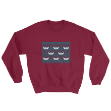 8 Paper Boats Unisex Crewneck Sweatshirt, Collection Origami Boat-Maroon-S-Tamed Winds-tshirt-shop-and-sailing-blog-www-tamedwinds-com