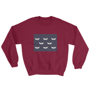 8 Paper Boats Unisex Crewneck Sweatshirt, Collection Origami Boat-Maroon-S-Tamed Winds-tshirt-shop-and-sailing-blog-www-tamedwinds-com