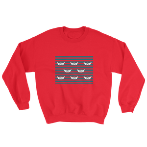 8 Paper Boats Unisex Crewneck Sweatshirt, Collection Origami Boat-Red-S-Tamed Winds-tshirt-shop-and-sailing-blog-www-tamedwinds-com