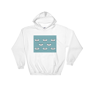 8 Paper Boats Unisex Hooded Sweatshirt, Collection Origami Boat-White-S-Tamed Winds-tshirt-shop-and-sailing-blog-www-tamedwinds-com