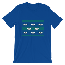8 Paper Boats Unisex T-Shirt, Collection Origami Boat-True Royal-S-Tamed Winds-tshirt-shop-and-sailing-blog-www-tamedwinds-com