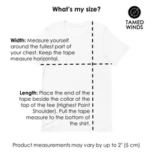 Tamed Winds t-shirt shop and sailing blog sizing guide
