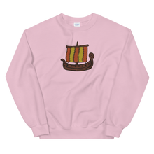 Ancient Greek Odysseus Ship Unisex Crewneck Sweatshirt, Collection Ships & Boats-Light Pink-S-Tamed Winds-tshirt-shop-and-sailing-blog-www-tamedwinds-com