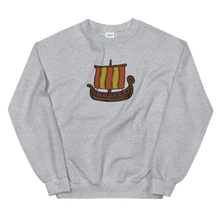 Ancient Greek Odysseus Ship Unisex Crewneck Sweatshirt, Collection Ships & Boats-Sport Grey-S-Tamed Winds-tshirt-shop-and-sailing-blog-www-tamedwinds-com