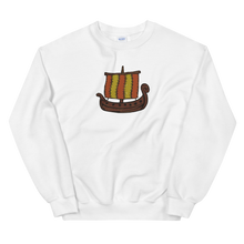 Ancient Greek Odysseus Ship Unisex Crewneck Sweatshirt, Collection Ships & Boats-White-S-Tamed Winds-tshirt-shop-and-sailing-blog-www-tamedwinds-com