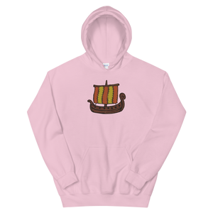 Ancient Greek Odysseus Ship Unisex Hooded Sweatshirt, Collection Ships & Boats-Light Pink-S-Tamed Winds-tshirt-shop-and-sailing-blog-www-tamedwinds-com