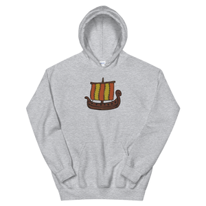 Ancient Greek Odysseus Ship Unisex Hooded Sweatshirt, Collection Ships & Boats-Sport Grey-S-Tamed Winds-tshirt-shop-and-sailing-blog-www-tamedwinds-com