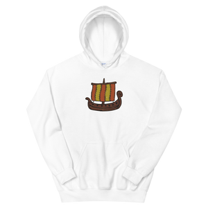 Ancient Greek Odysseus Ship Unisex Hooded Sweatshirt, Collection Ships & Boats-White-S-Tamed Winds-tshirt-shop-and-sailing-blog-www-tamedwinds-com