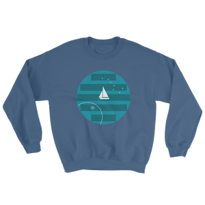 Big Dipper Unisex Crewneck Sweatshirt, Collection Fjaka-Indigo Blue-S-Tamed Winds-tshirt-shop-and-sailing-blog-www-tamedwinds-com