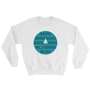 Big Dipper Unisex Crewneck Sweatshirt, Collection Fjaka-White-S-Tamed Winds-tshirt-shop-and-sailing-blog-www-tamedwinds-com