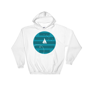 Big Dipper Unisex Hooded Sweatshirt, Collection Fjaka-White-S-Tamed Winds-tshirt-shop-and-sailing-blog-www-tamedwinds-com