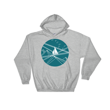 Blue Stormy Big Dipper Unisex Hooded Sweatshirt, Collection Fjaka-Sport Grey-S-Tamed Winds-tshirt-shop-and-sailing-blog-www-tamedwinds-com