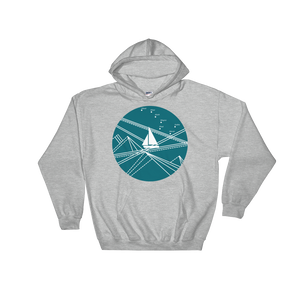Blue Stormy Big Dipper Unisex Hooded Sweatshirt, Collection Fjaka-Sport Grey-S-Tamed Winds-tshirt-shop-and-sailing-blog-www-tamedwinds-com