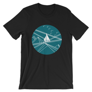 Blue Stormy Big Dipper Unisex T-Shirt, Collection Fjaka-Black-S-Tamed Winds-tshirt-shop-and-sailing-blog-www-tamedwinds-com