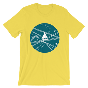 Blue Stormy Big Dipper Unisex T-Shirt, Collection Fjaka-Yellow-S-Tamed Winds-tshirt-shop-and-sailing-blog-www-tamedwinds-com