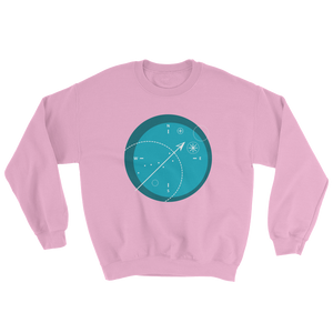 Compass Unisex Crewneck Sweatshirt, Collection Fjaka-Light Pink-S-Tamed Winds-tshirt-shop-and-sailing-blog-www-tamedwinds-com