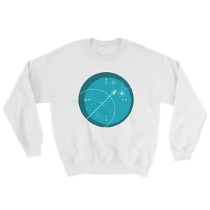 Compass Unisex Crewneck Sweatshirt, Collection Fjaka-White-S-Tamed Winds-tshirt-shop-and-sailing-blog-www-tamedwinds-com